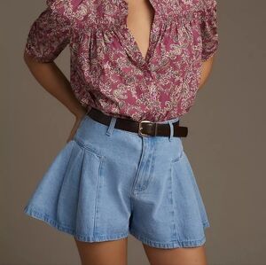NWT Anthropologie MABLE Pintuck Denim Shorts